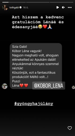 Kóbor Léna üzenete Tóth Gabinak