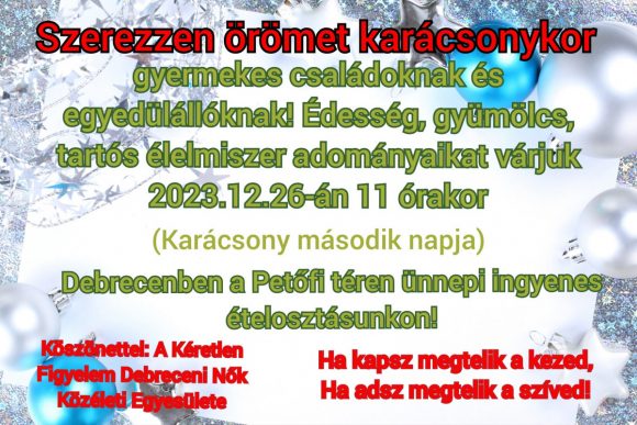 Karácsonykor is ételosztással segítik a rászorulókat Debrecenben