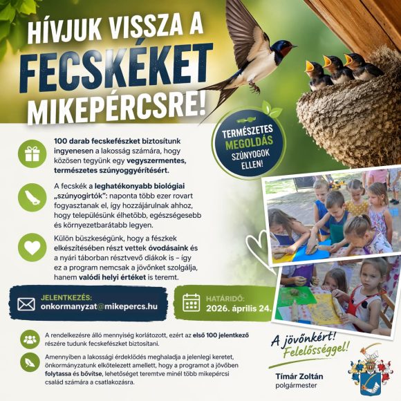 Visszatelepítenék a fecskéket Mikepércsre